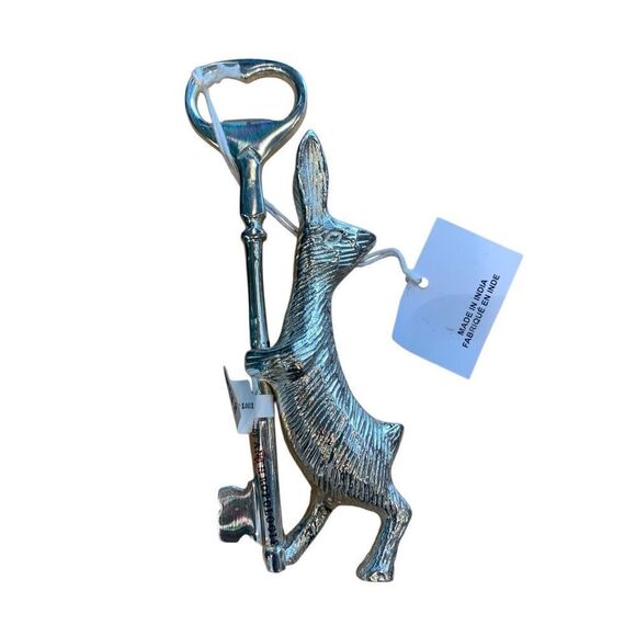 Anthropologie Silver Bunny Rabbit Bottle Opener - Whimsical Barware - Picture 1 of 2